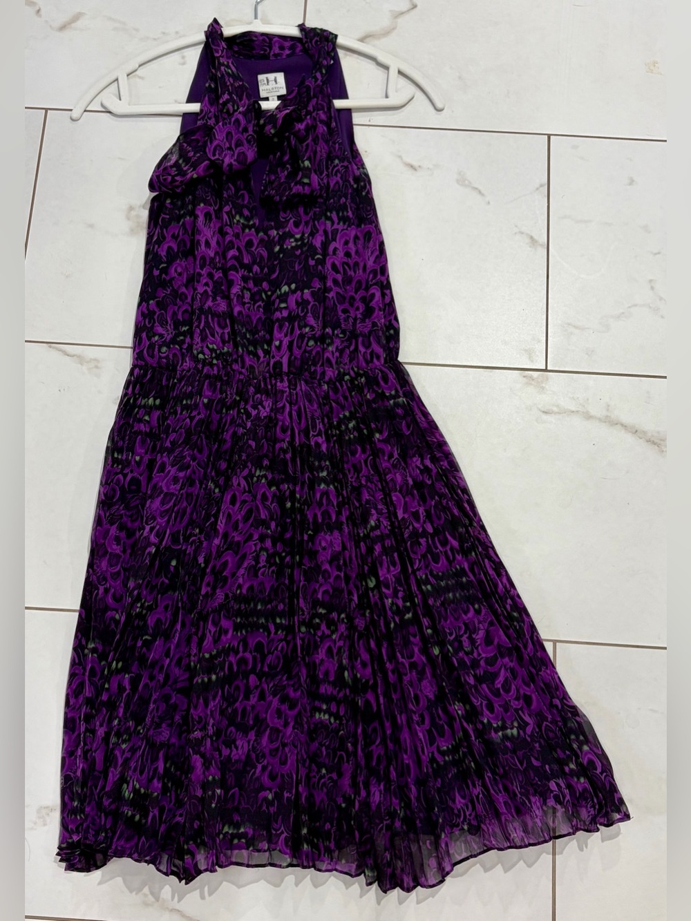 Halston Heritage Halter Pleated Dress 2